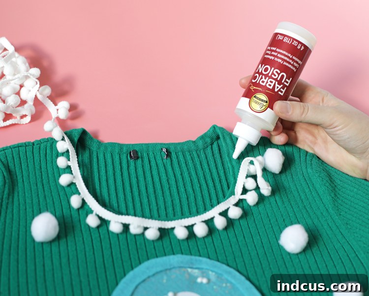 pom pom ugly christmas sweater DIY