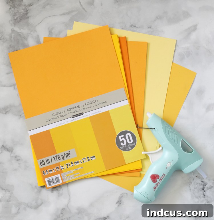 Crafting Giant Paper Sunflowers Your Complete Guide with Templates 3 Detailed shot of cardstock flower petals ready for assembly.