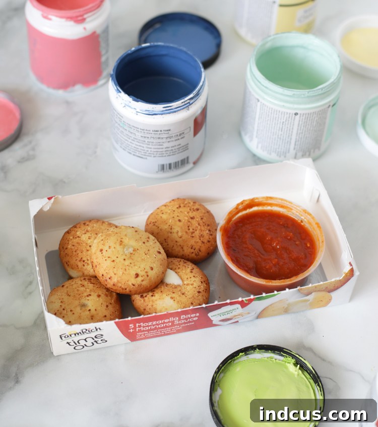 Close-up of Farm Rich Time Outs boneless chicken bites with sweet BBQ dipping sauce