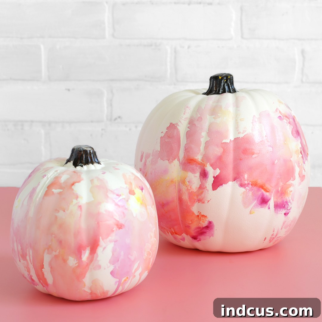 Faux watercolor painted pumpkin created with Sharpie markers
