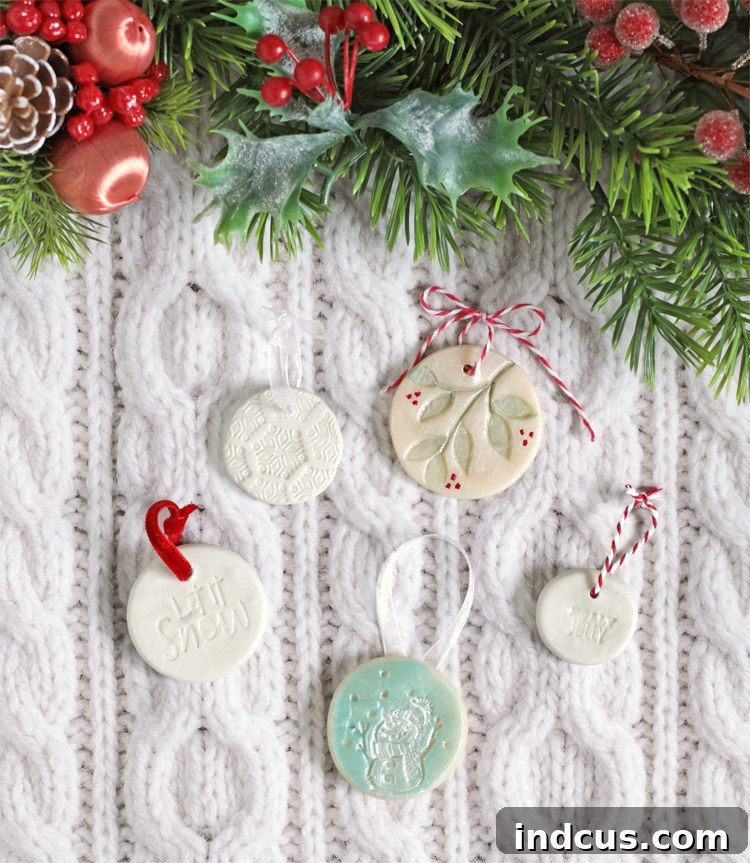 stamped clay christmas ornaments