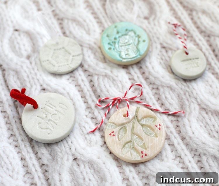 how to stamp clay ornaments