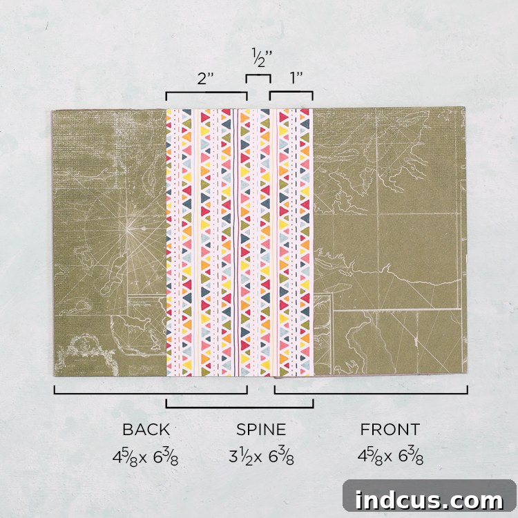 Decorative paper being adhered to a chipboard cover for the envelope book.