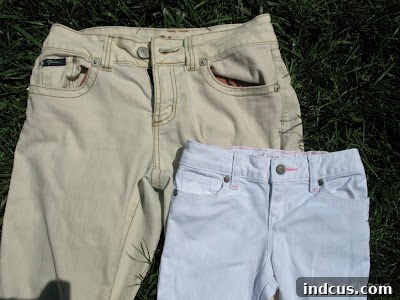 Bleach then dye jeans DIY project