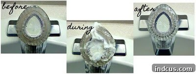 Miracle faucet cleaner to remove hard water buildup