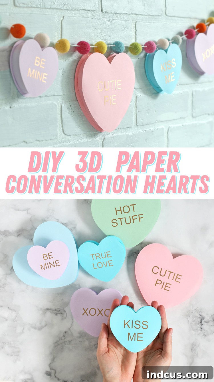 diy 3d paper conversation hearts