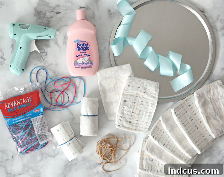Simple Steps to a Stunning Diaper Cake 5 supplies to make a diaper cake