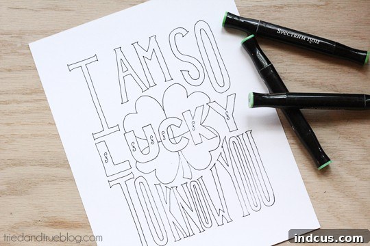 “So Lucky” Coloring Print – Tried & True Creative