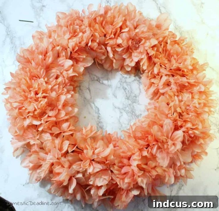 Fluffy Orange Flower Spring Wreath DIY