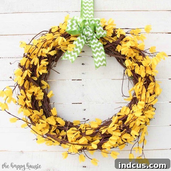 Dollar Store Spring Forsythia Wreath DIY