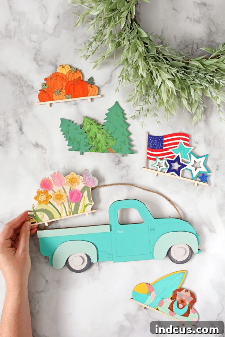 Wood Truck Craft with Seasonal Inserts