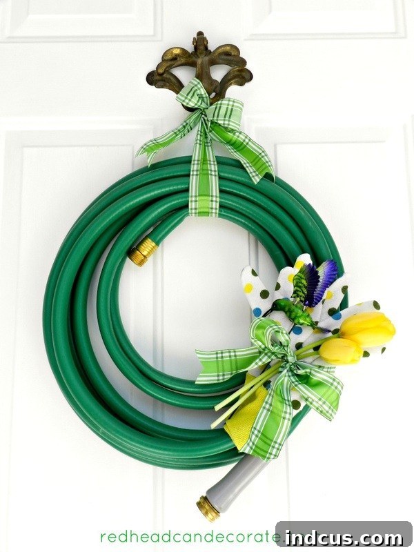 Clever Garden Hose Spring Wreath