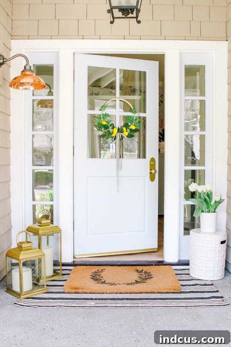 Refreshing Spring Hoop Wreath with Lemons and greenery