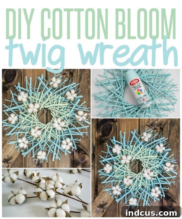 Rustic Cotton Bloom Twig Wreath