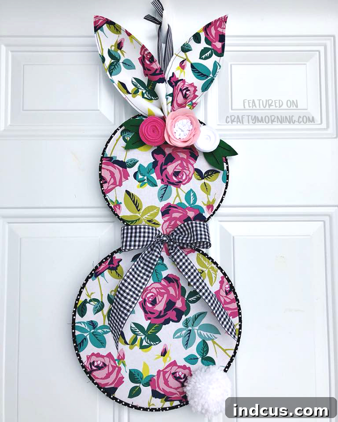 Fabric Embroidery Hoop Bunny Door Hanger