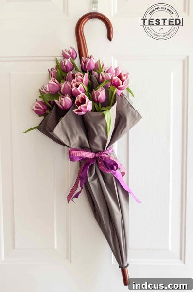 Creative Umbrella Wreath with flowers