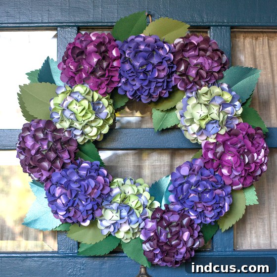 Incredible Paper Hydrangea Wreath tutorial