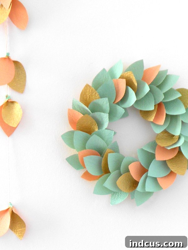 Playful Paper Projects 12 Beautiful paper leaf wreath made from various patterned and colored papers