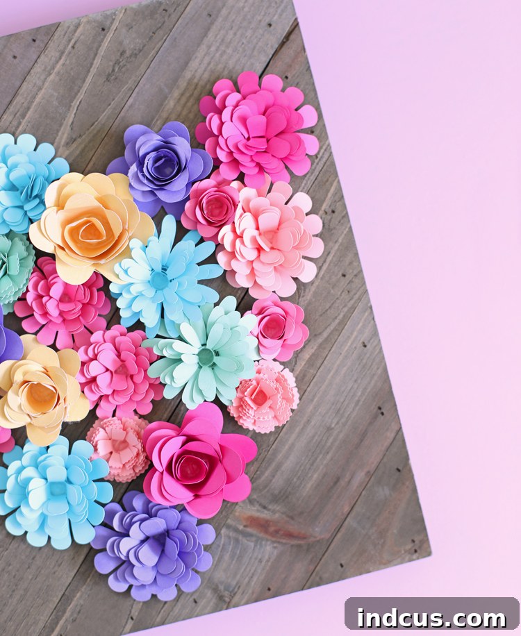 Playful Paper Projects 4 Beautifully crafted rolled paper flowers in various colors for decoration