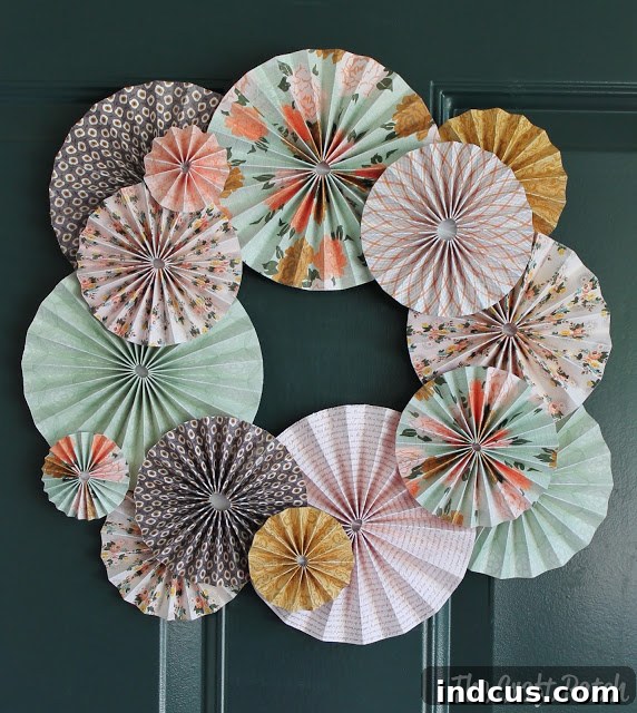 Playful Paper Projects 8 Decorative accordion fold paper wreath for front door