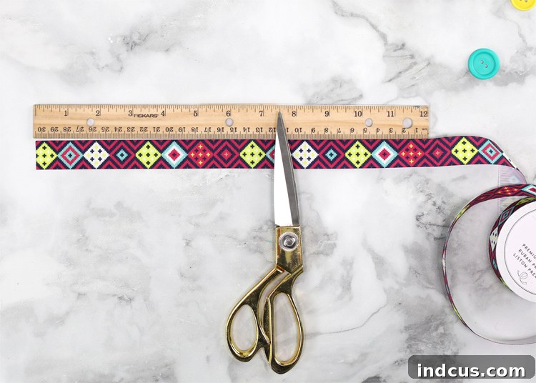 Measure and cut ribbon for DIY ear savers