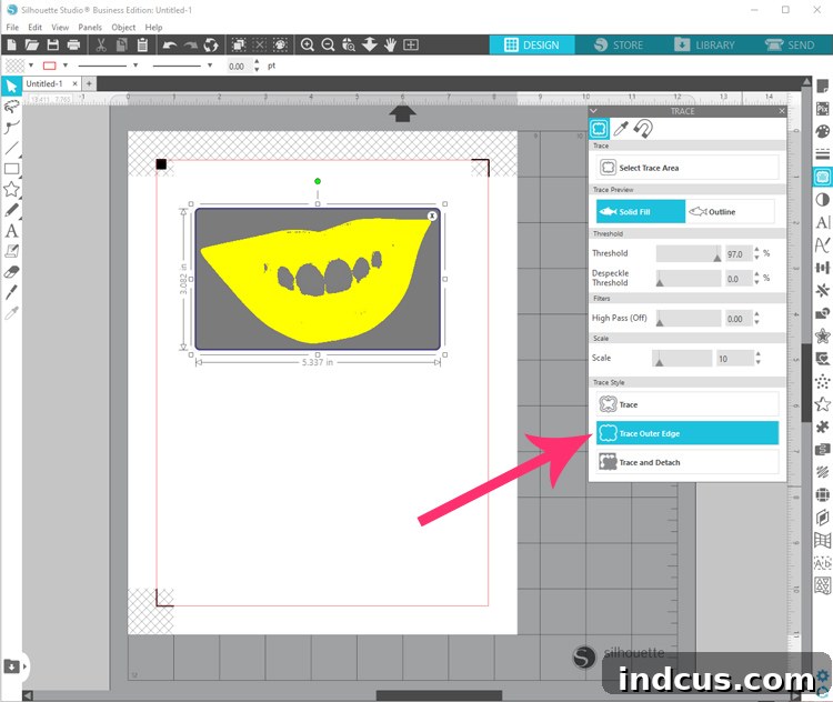 Tracing Outer Edge of Mouth Graphic in Silhouette Studio