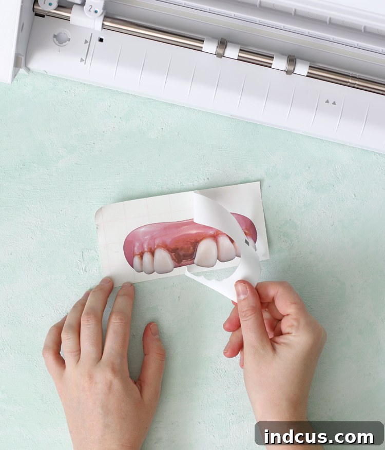 Removing Excess Printable Vinyl from Mouth Graphic Design