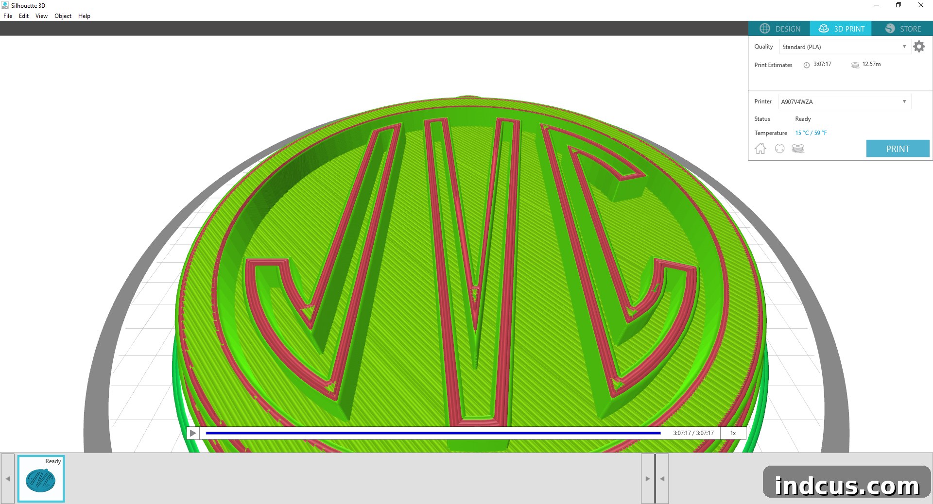 Preview of a custom luggage tag project in Silhouette Alta 3D software