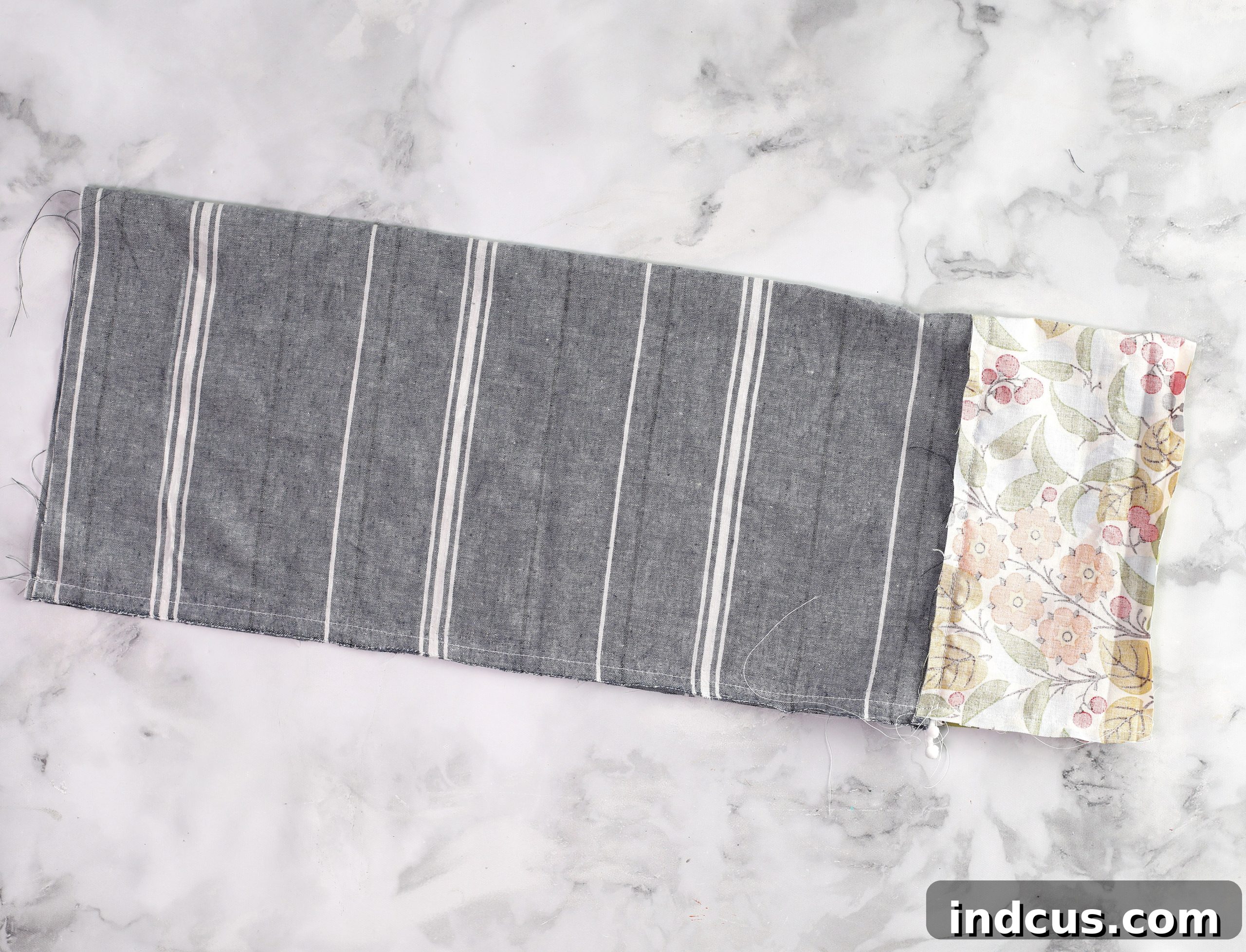 Sewing the side seam of a DIY grocery bag holder