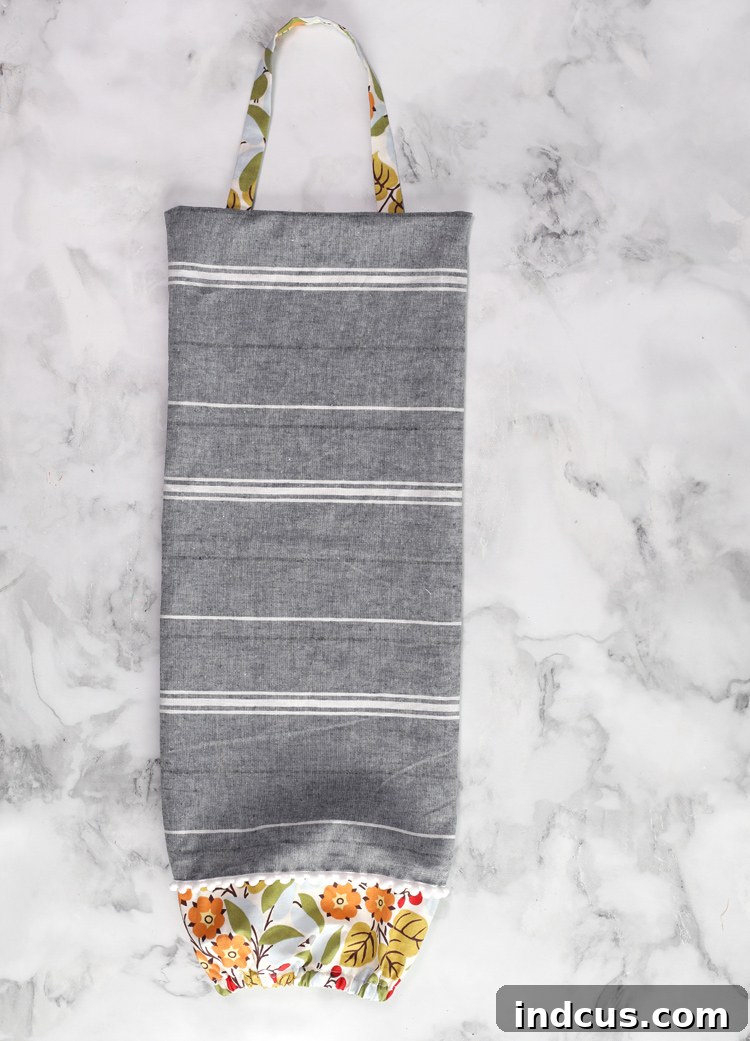 Completed easy DIY grocery bag holder