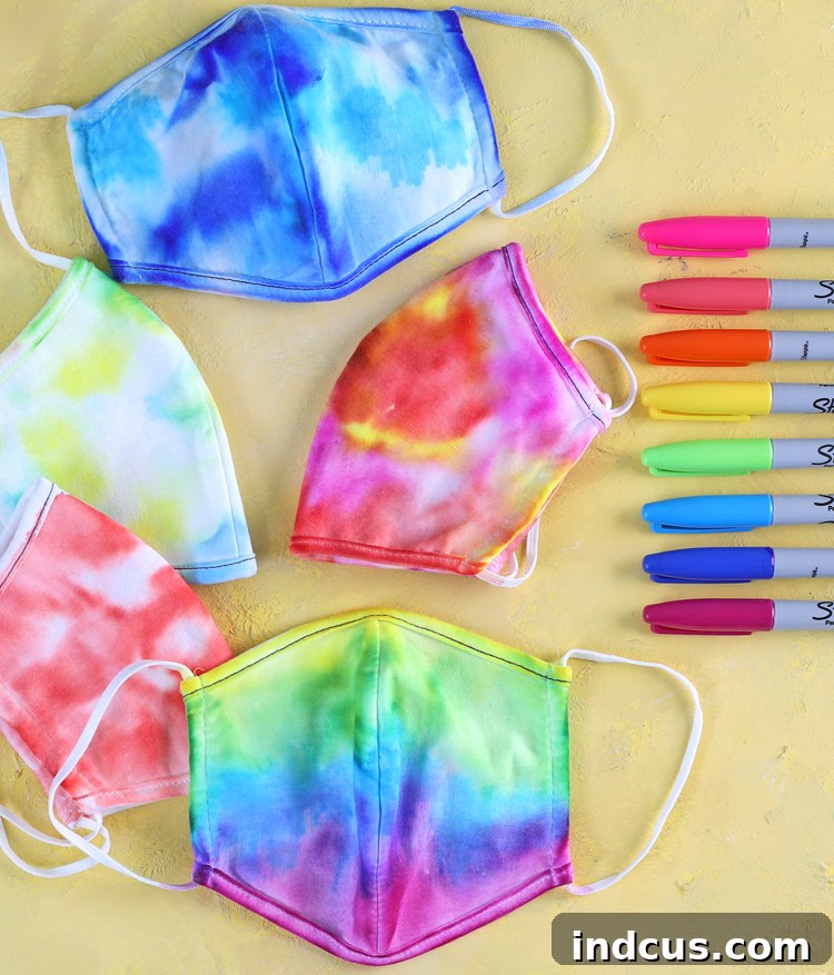 How to Tie Dye Fabric Face Masks with Sharpies