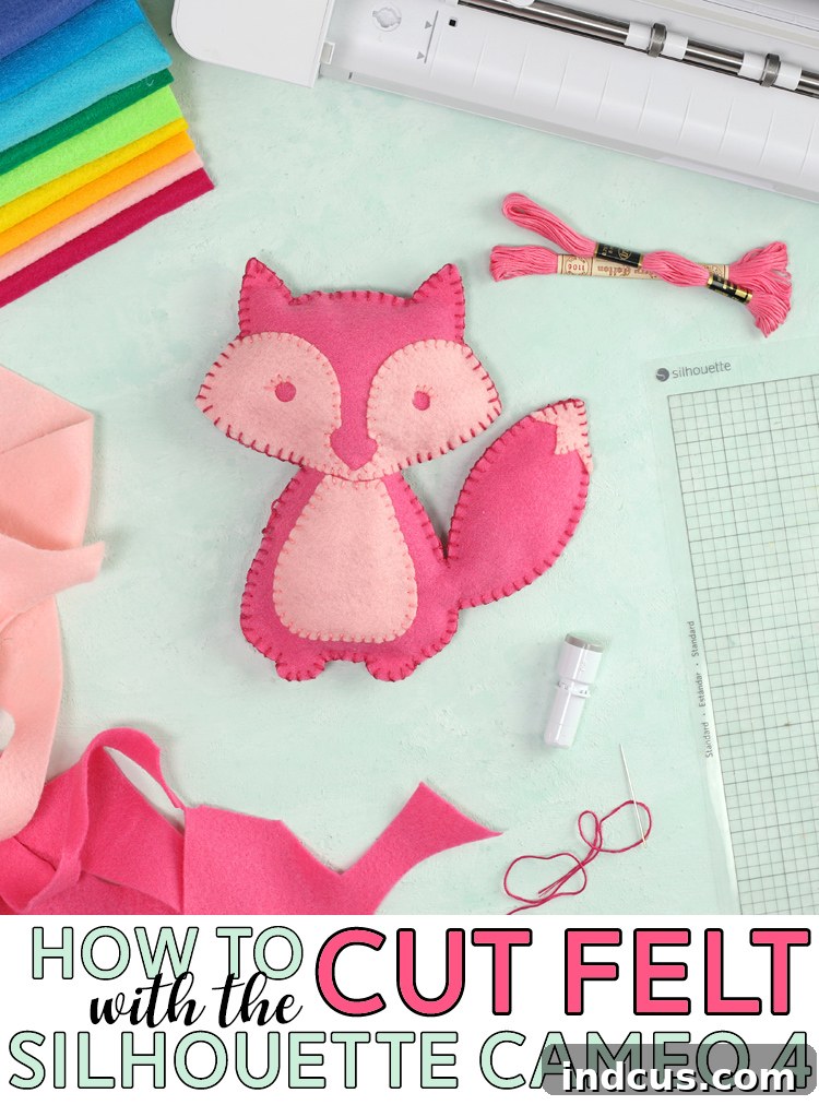 Pinterest-friendly image: how to cut felt with the Silhouette Cameo 4 rotary blade tutorial