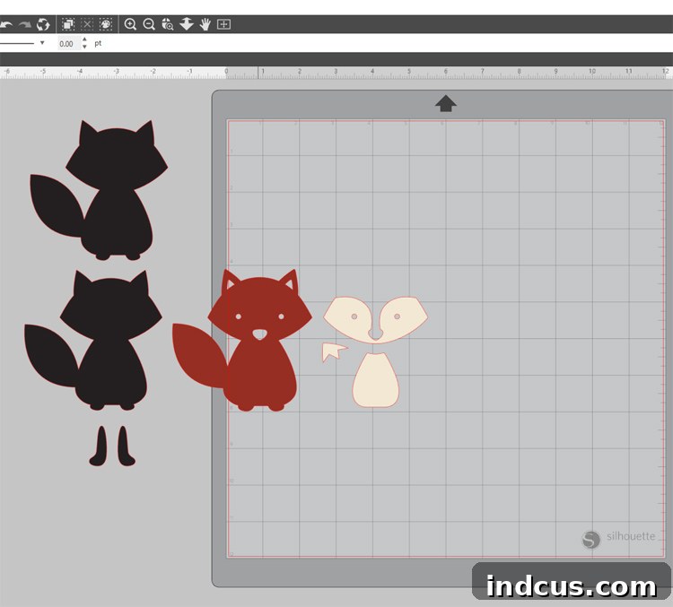 Silhouette Studio screenshot, showing layers of felt stuffed animal cut file