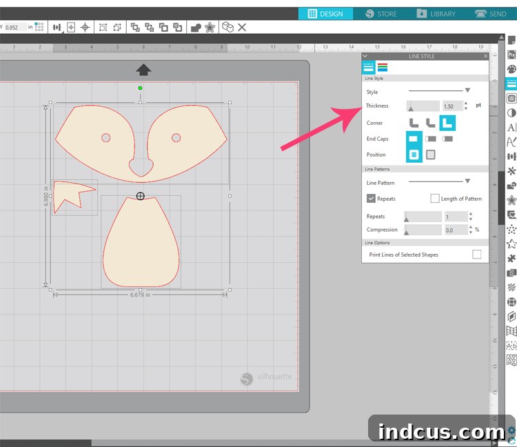 Silhouette Studio line thickness adjustment for better cut visibility