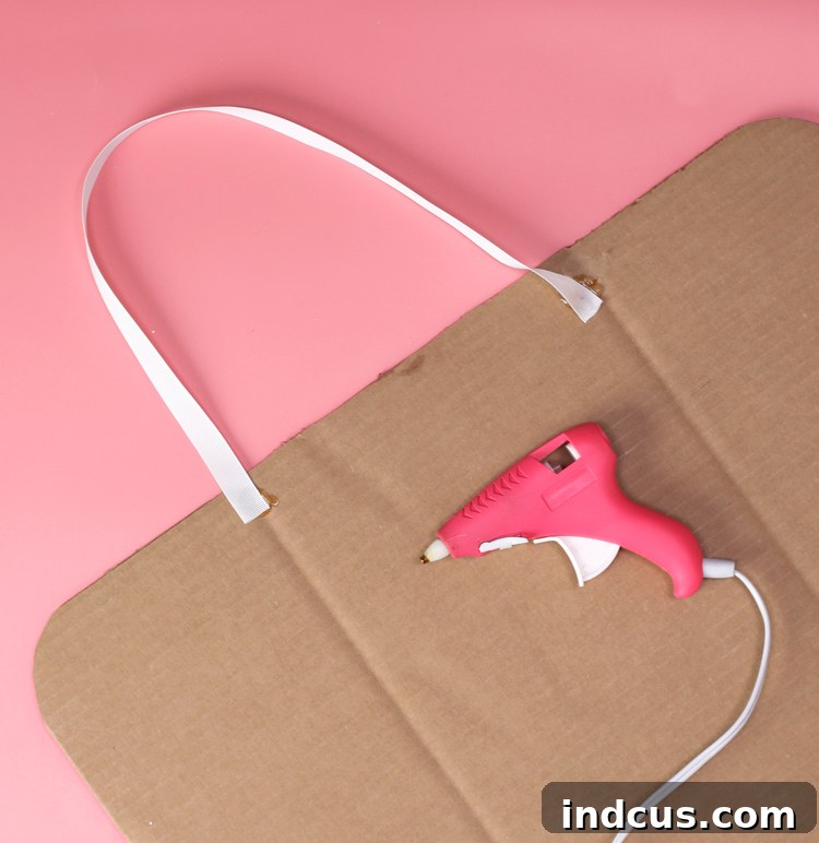 glue ribbon to cardboard halloween costume