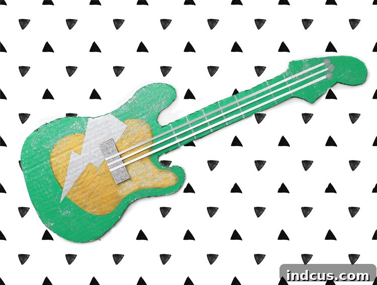 cardboard 80's guitar halloween costume