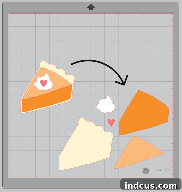 ungrouping image to cut layers of heat transfer vinyl