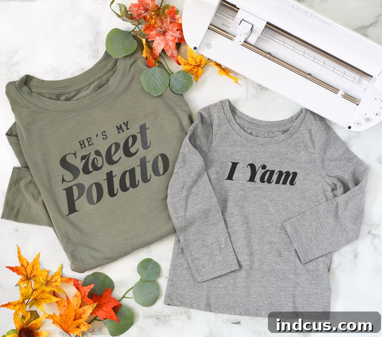 mommy and me thanksgiving DIY shirts