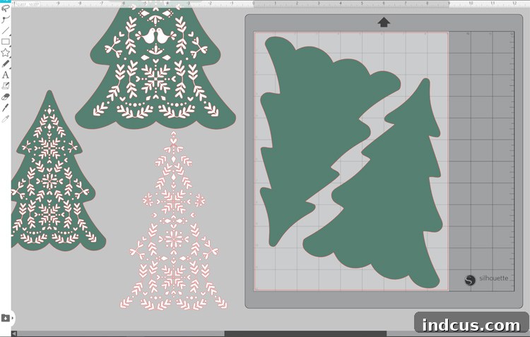 adjust felt tree placement in Silhouette Studio