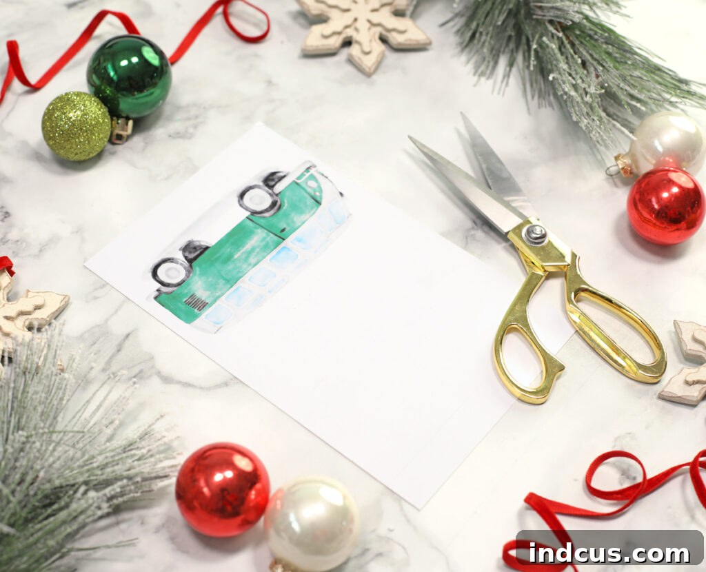 Printable Truck Carrying a Tree Candy Box Tag Being Cut