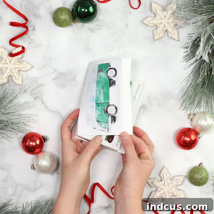 Candy Box Wrapper for Christmas Being Wrapped