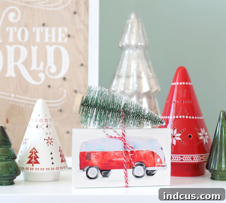 Theater Candy Christmas Gift Idea with Vintage Truck and Bottle Brush Tree