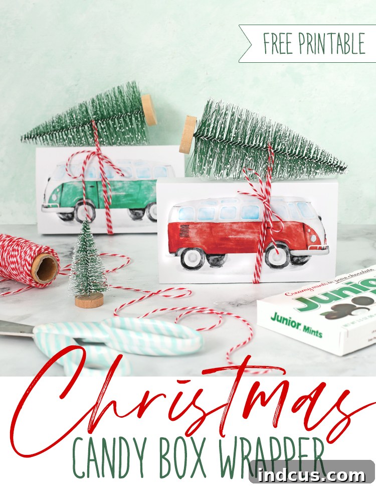 Christmas Candy Box Wrapper Printable Pin for Pinterest