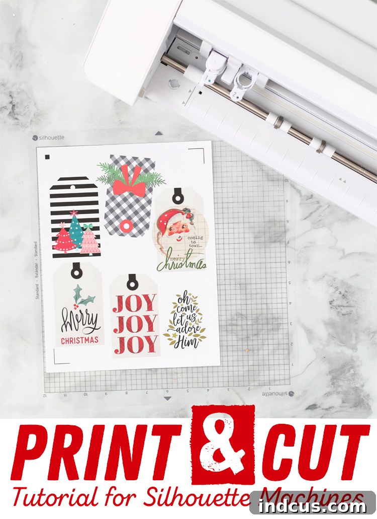 Print and Cut tutorial for Silhouette machines for gift tags, stickers, and labels