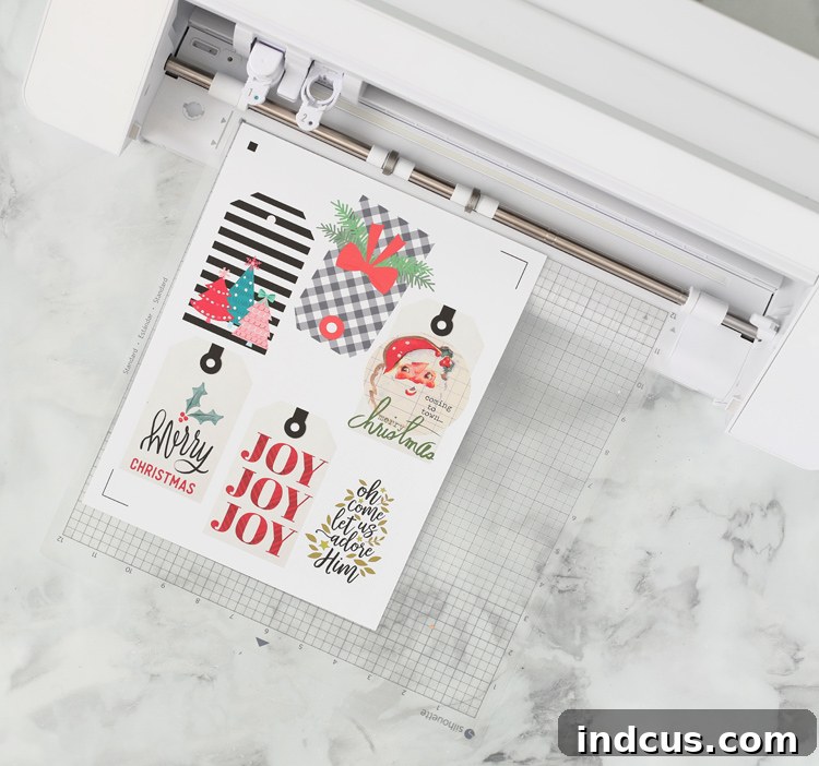 Print and Cut gift tags created with Silhouette machine