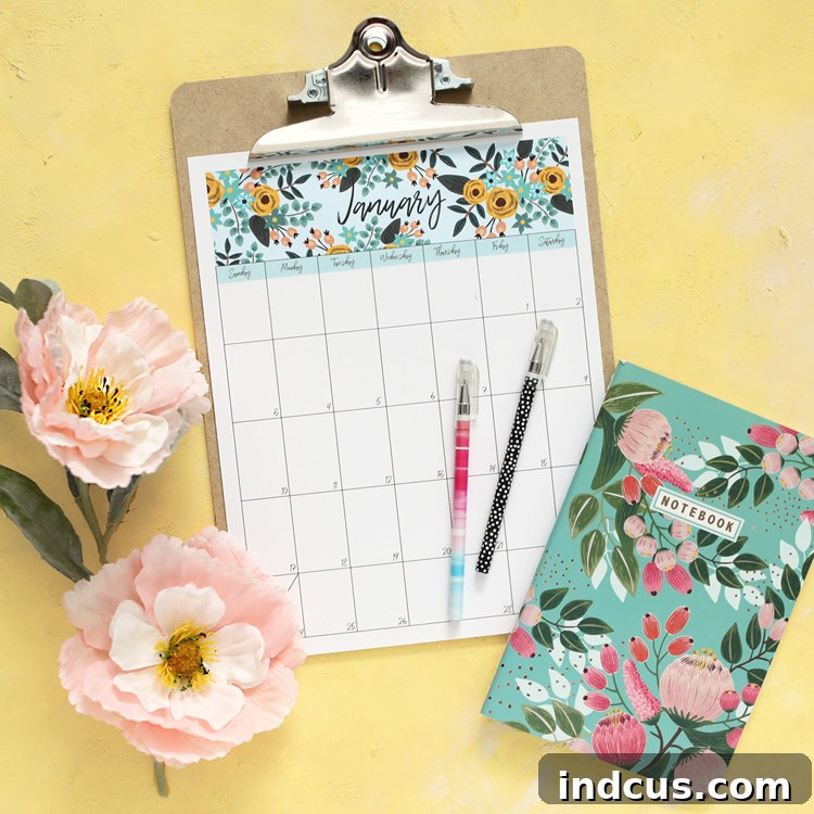 2021 pretty printable calendar