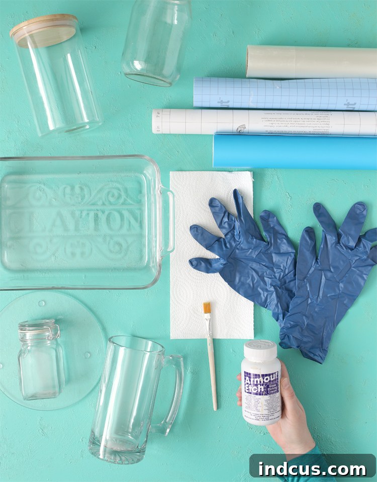 diy glass etching at home, step by step process
