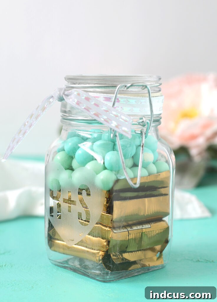 etched glass wedding favor jars, personalized wedding gifts