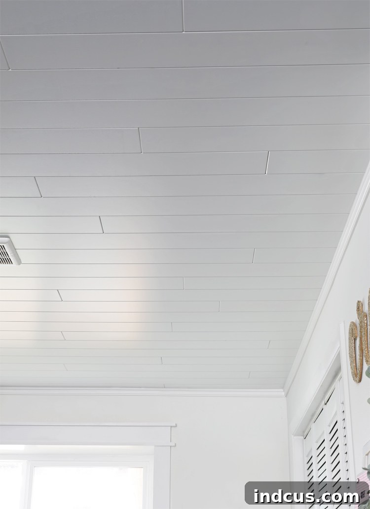 easiest shiplap ceiling ever