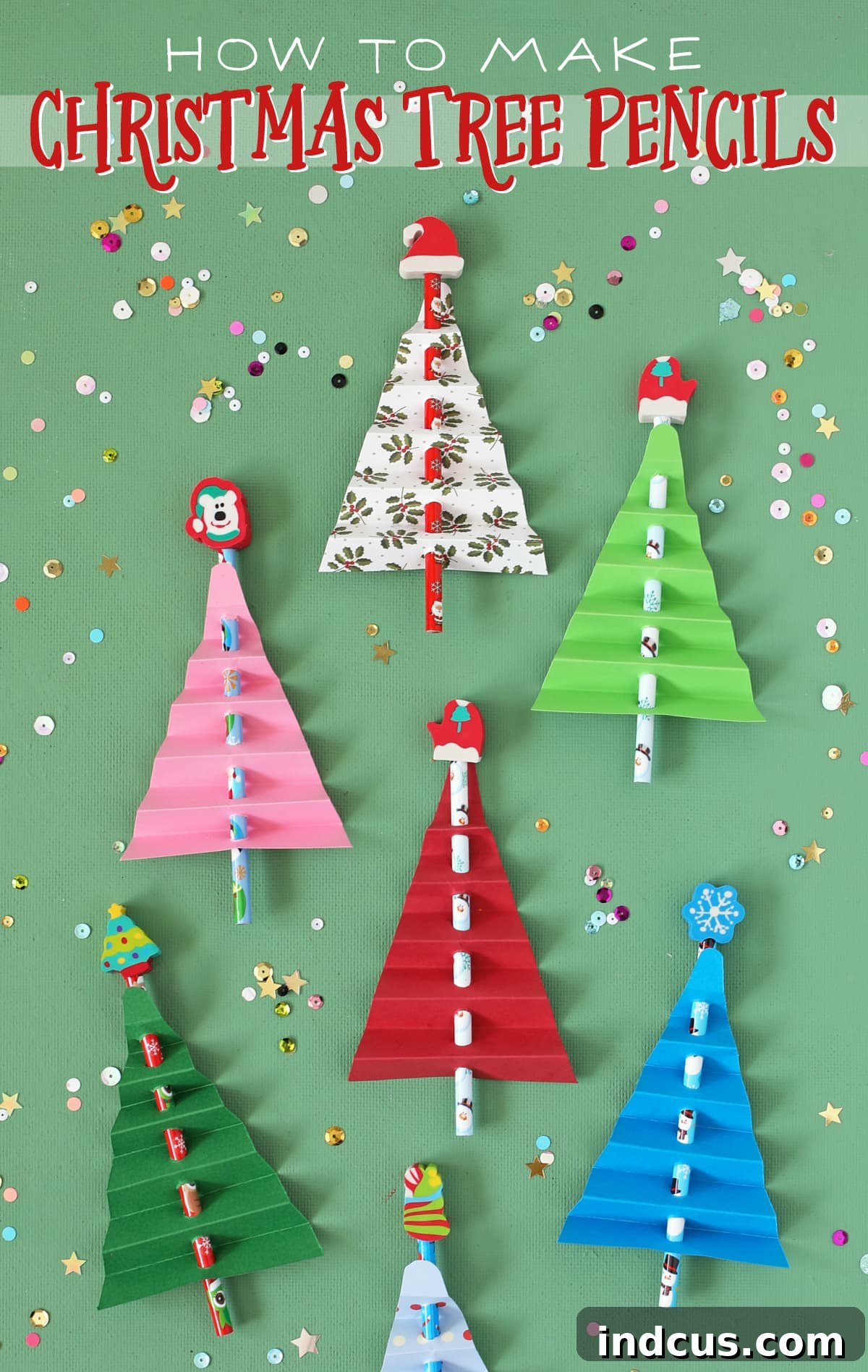 how to make christmas tree pencils